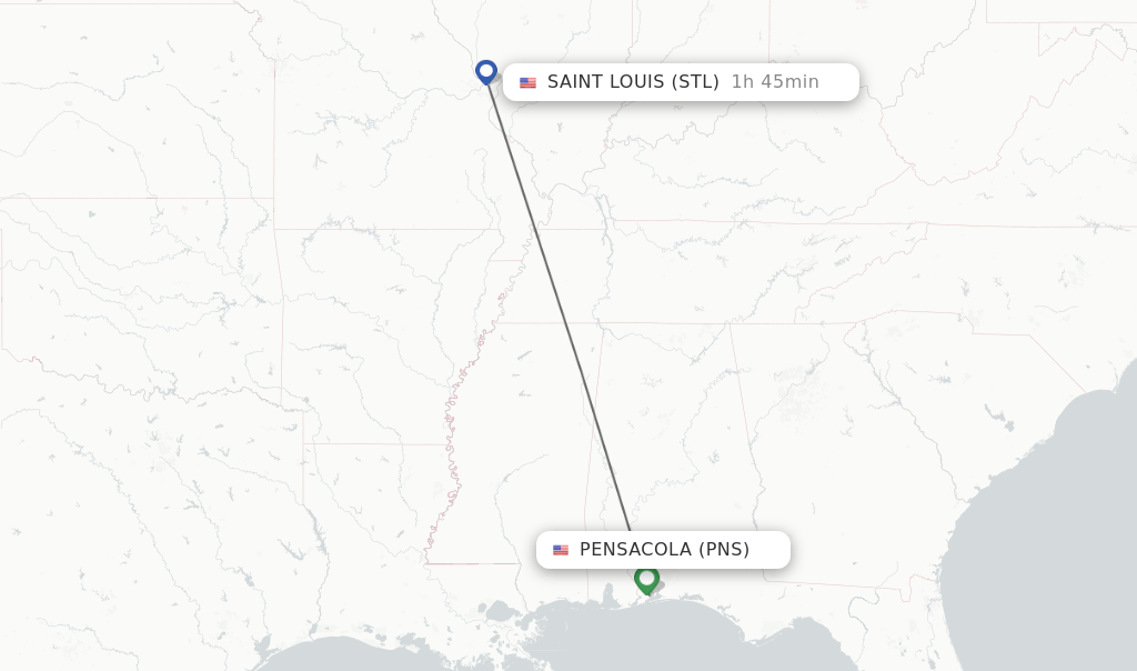 Direct (nonstop) flights from Pensacola to Saint Louis schedules