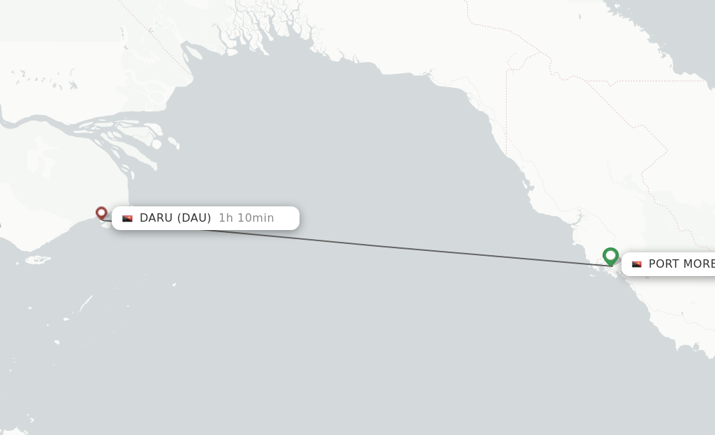 Direct (nonstop) flights from Port Moresby to Daru schedules