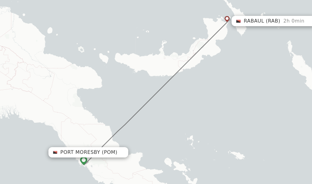 Direct (nonstop) flights from Port Moresby to Rabaul schedules