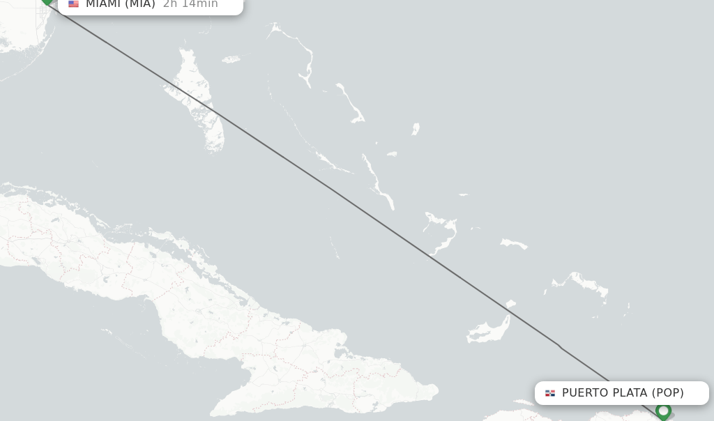 Direct (nonstop) flights from Puerto Plata to Miami schedules