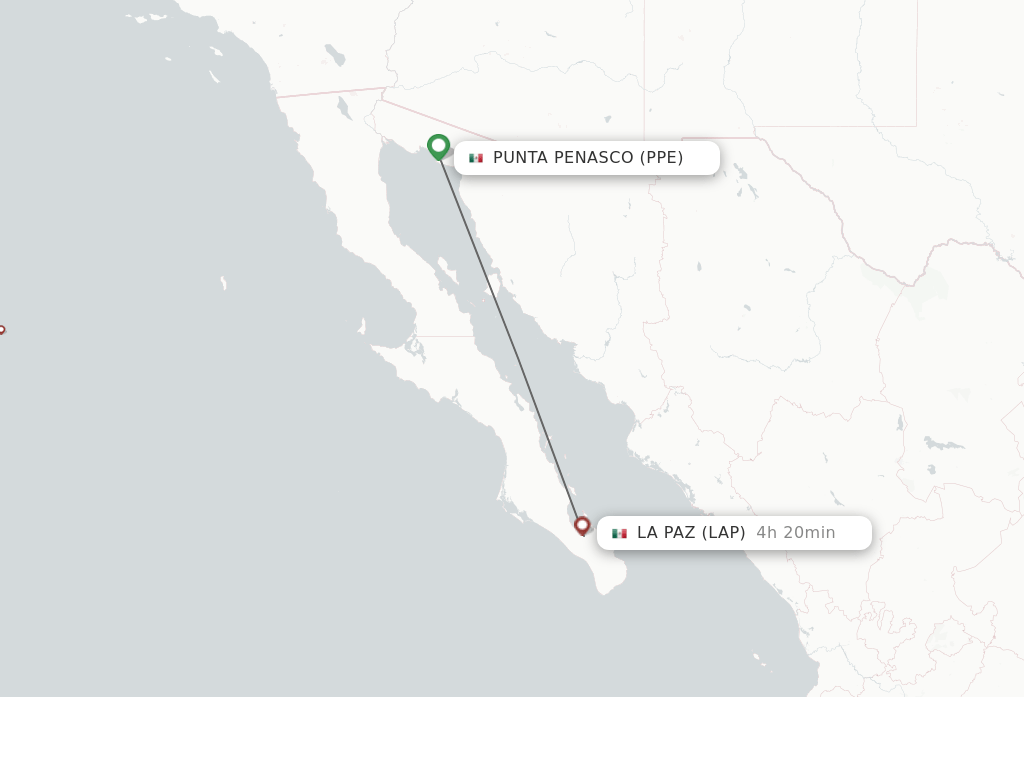 Direct (nonstop) flights from Puerto Penasco to La Paz schedules