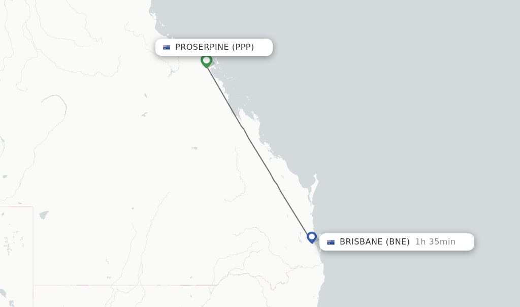 Direct (nonstop) flights from Proserpine to Brisbane schedules