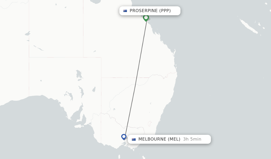 Direct (nonstop) flights from Proserpine to Melbourne schedules