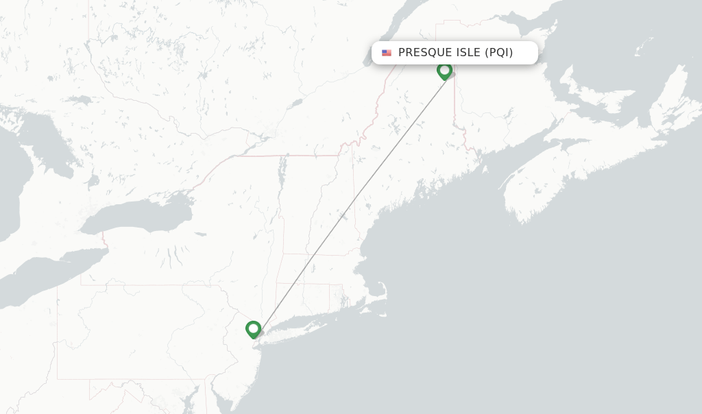 Direct (nonstop) flights from Northern Maine Rgnl At Presque Isle (PQI