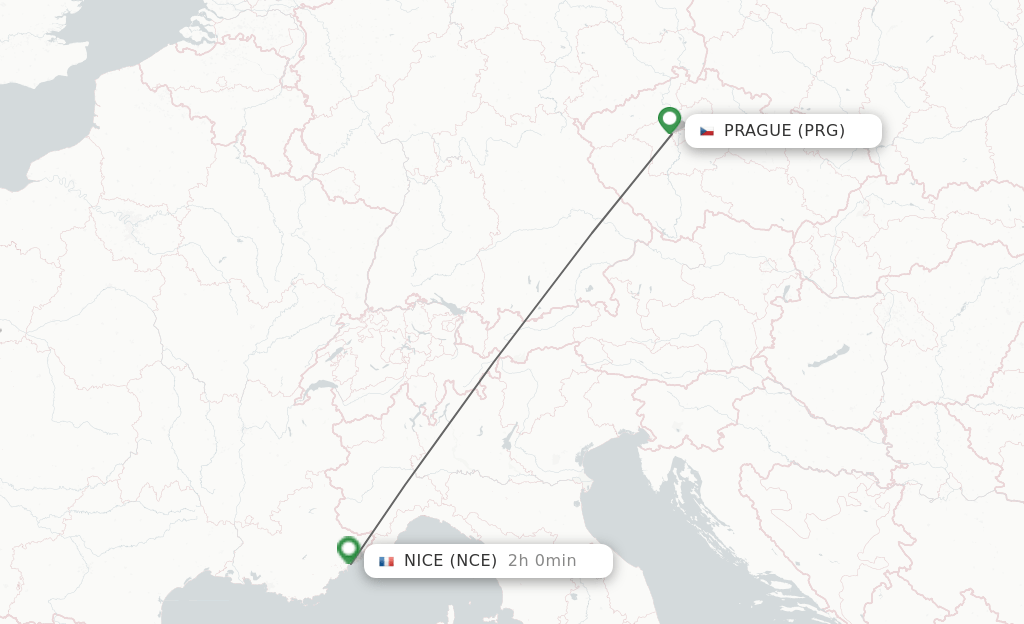 Direct (nonstop) flights from Prague to Nice schedules