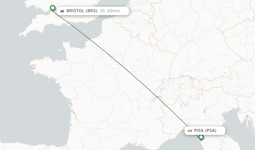 Direct (nonstop) flights from Pisa to Bristol schedules