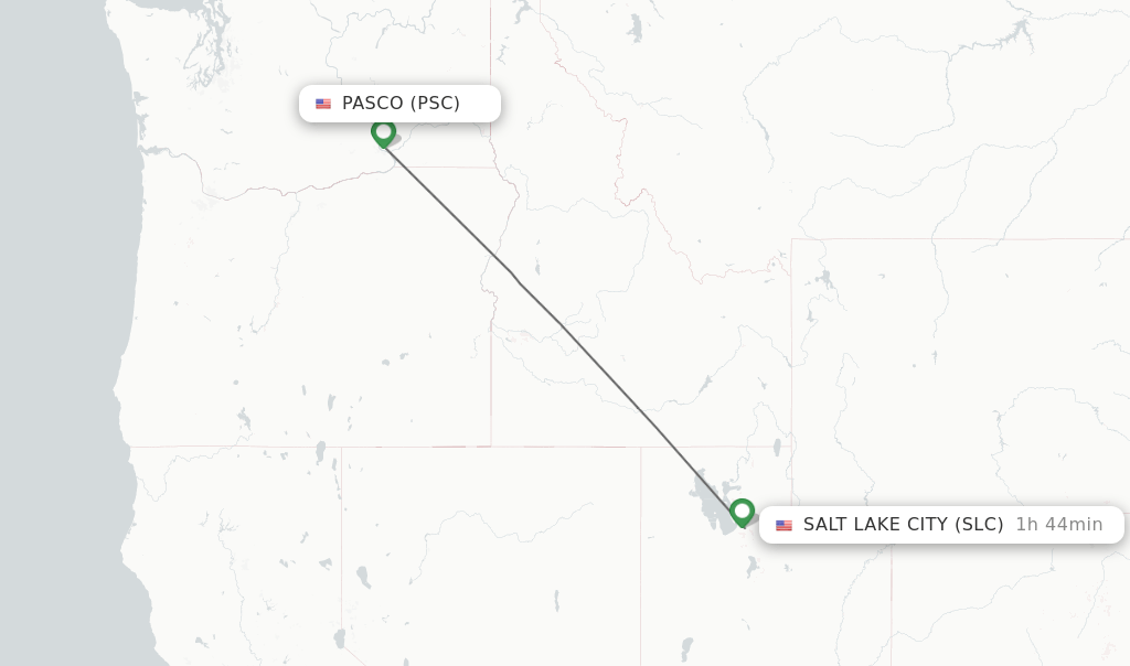 Direct (nonstop) flights from Pasco to Salt Lake City schedules