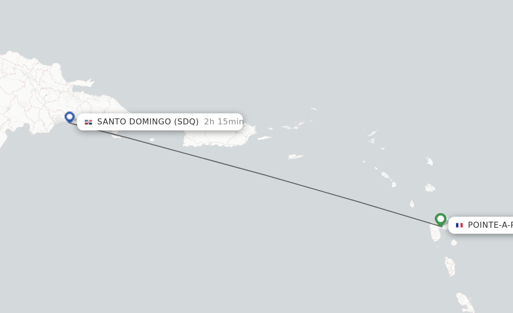 Direct (nonstop) flights from PointeaPitre to Santo Domingo