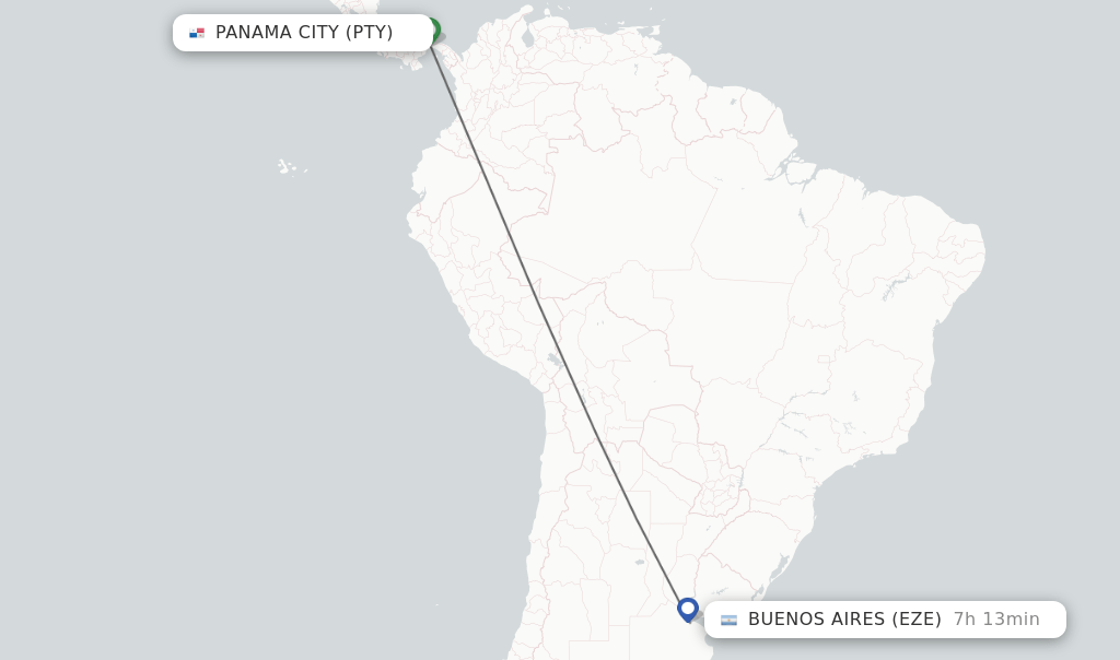 Direct (nonstop) flights from Panama City to Buenos Aires schedules