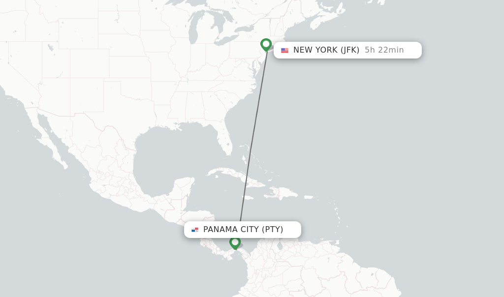 Direct (nonstop) flights from Panama City to New York schedules