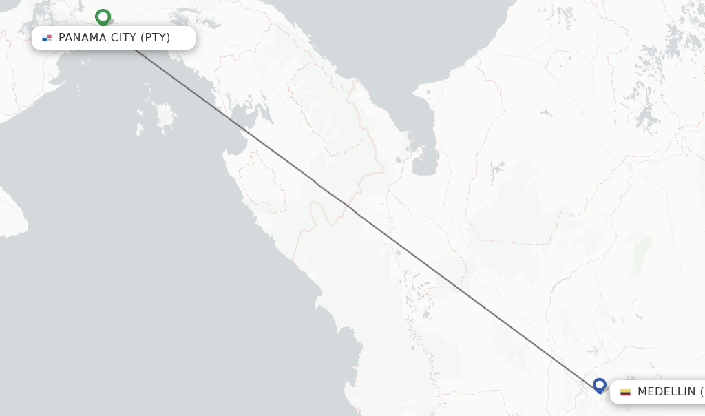 Direct (nonstop) flights from Panama City to Medellin schedules