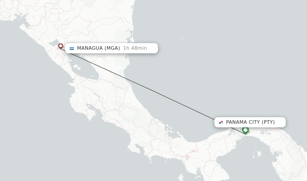 Direct (nonstop) flights from Panama City to Managua schedules