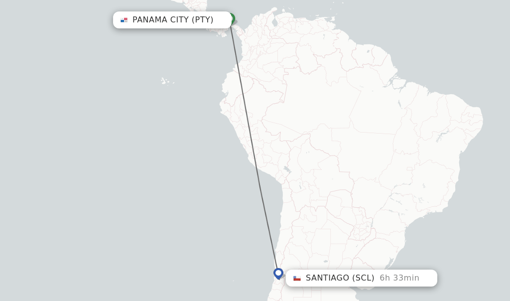 Direct (nonstop) flights from Panama City to Santiago schedules