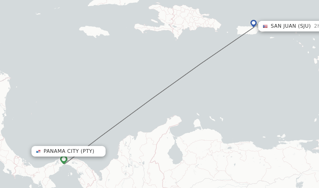 Direct (nonstop) flights from Panama City to San Juan schedules