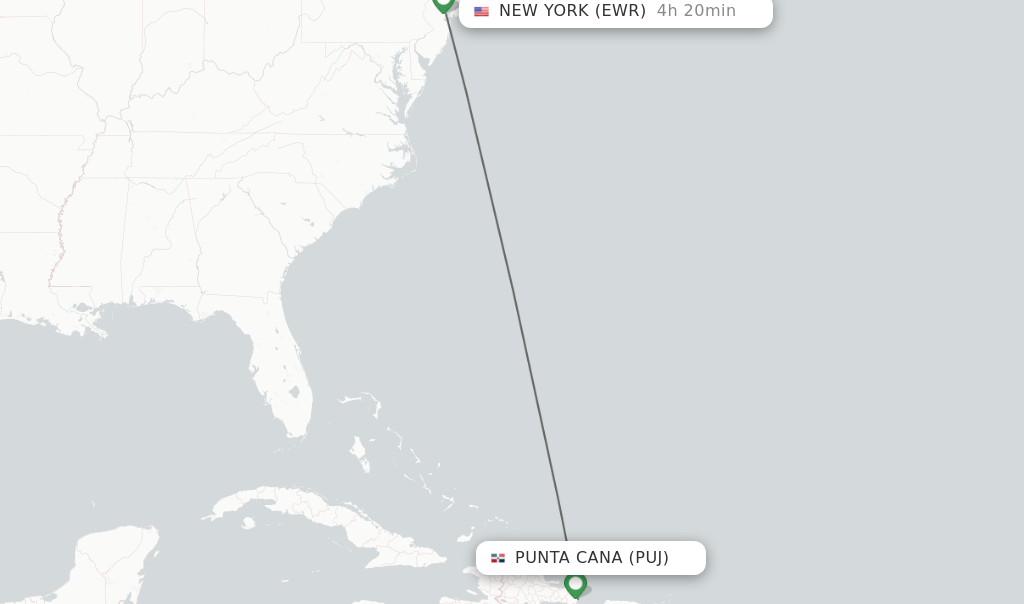 Direct (nonstop) flights from Punta Cana to New York schedules