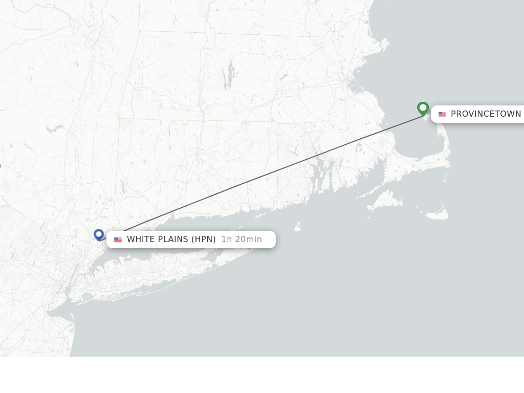 Direct (nonstop) flights from Provincetown to Westchester County schedules