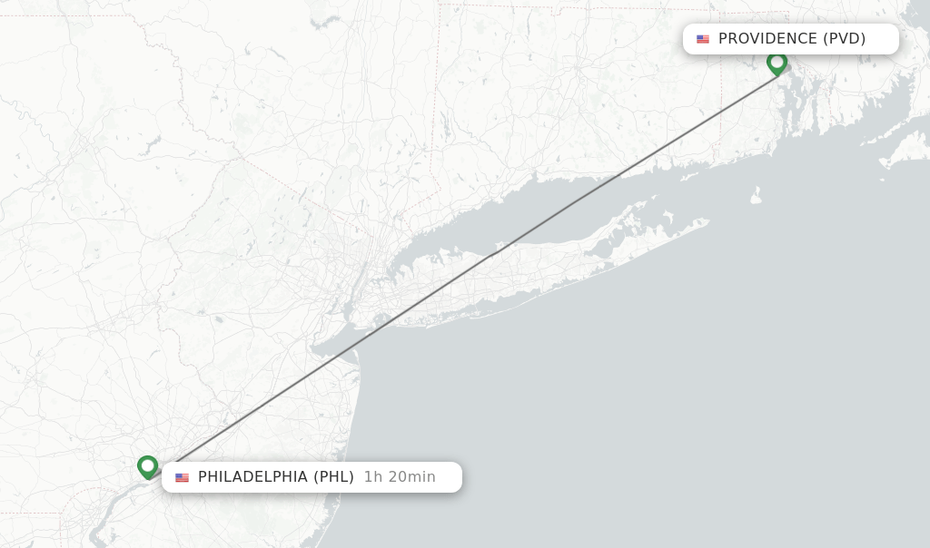Direct (nonstop) flights from Providence to Philadelphia schedules