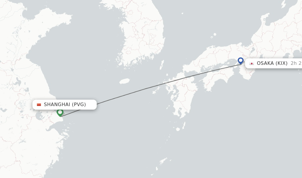 Direct (nonstop) flights from Shanghai to Osaka schedules