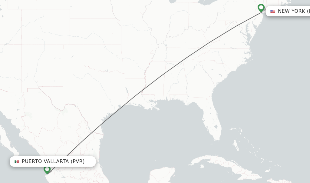 Direct (nonstop) flights from Puerto Vallarta to New York schedules
