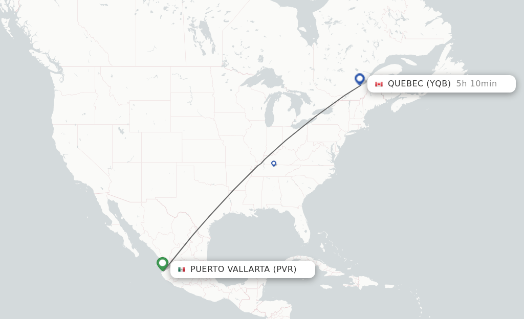 Direct (nonstop) flights from Puerto Vallarta to Quebec schedules