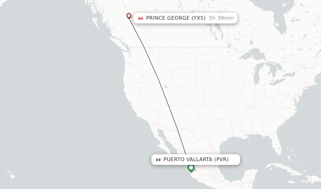 Direct (nonstop) flights from Puerto Vallarta to Prince