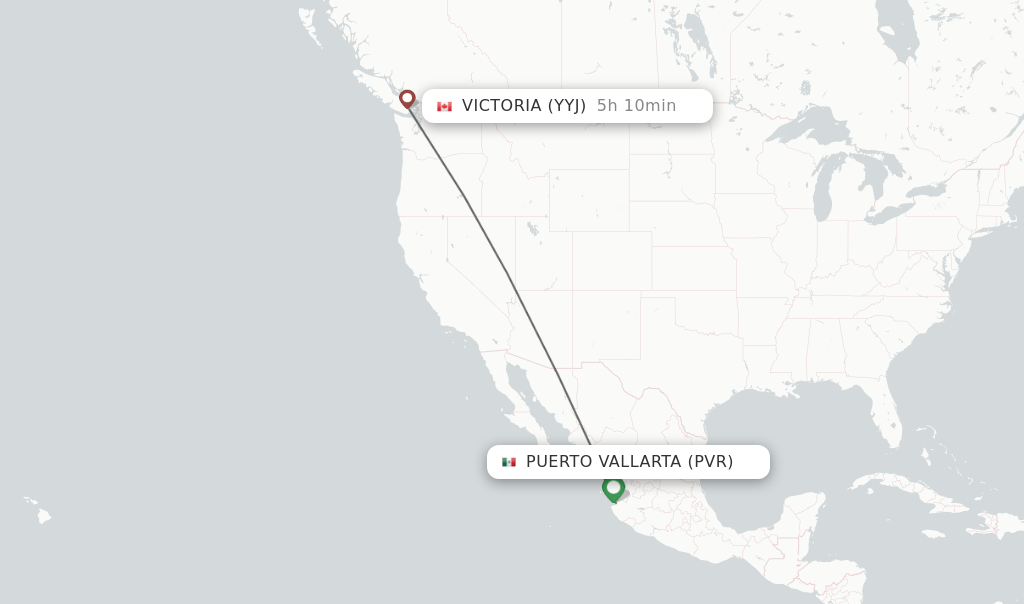 Direct (nonstop) flights from Puerto Vallarta to Victoria schedules