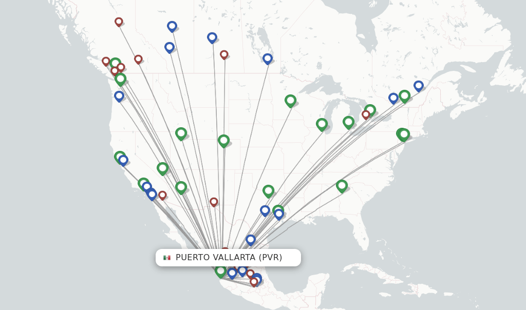 Direct (nonstop) flights from Puerto Vallarta, Licenciado Gustavo Diaz