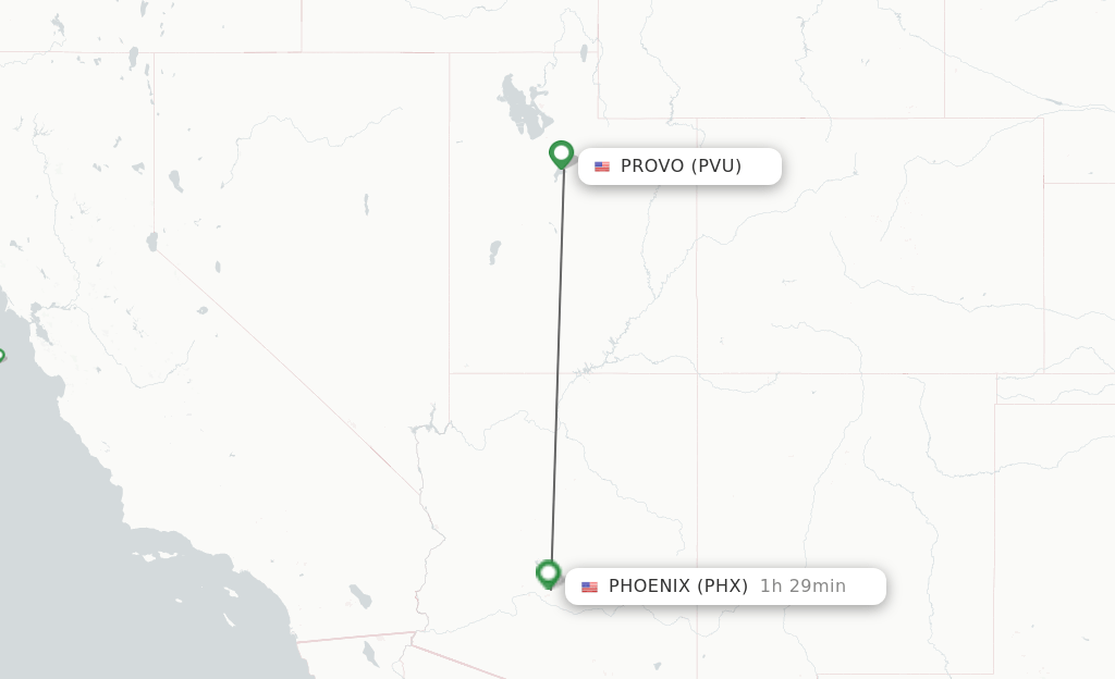 Direct (nonstop) flights from Provo to Phoenix schedules