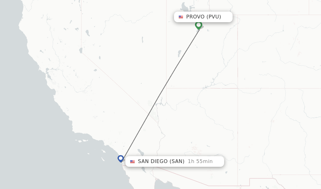 Direct (nonstop) flights from Provo to San Diego schedules