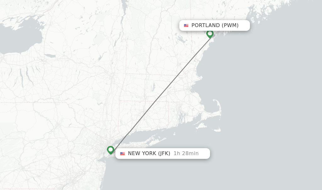 Direct (nonstop) flights from Portland to New York schedules
