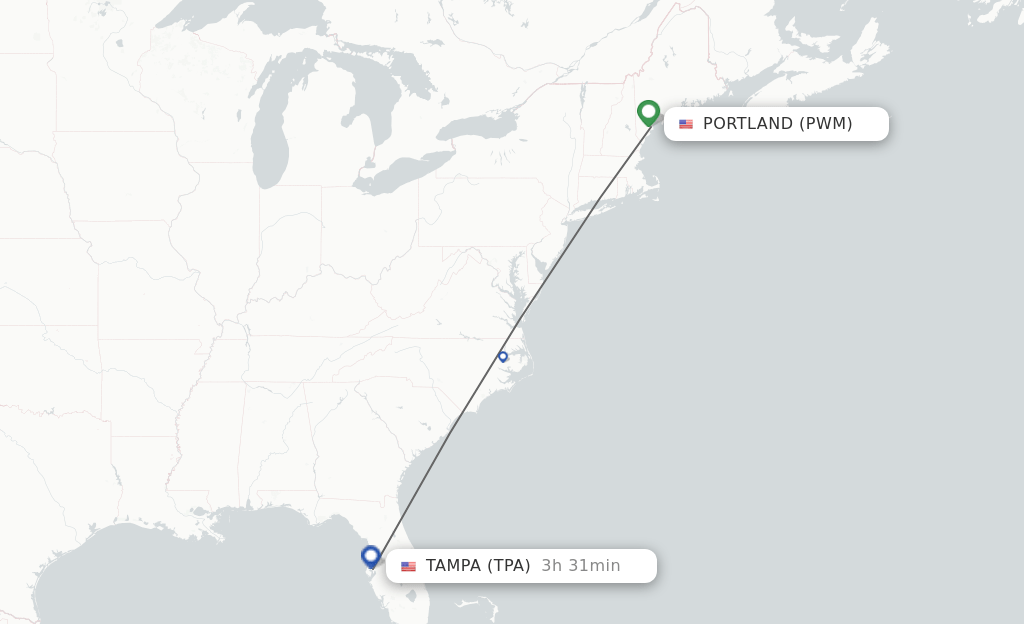 Direct (nonstop) flights from Portland to Tampa schedules