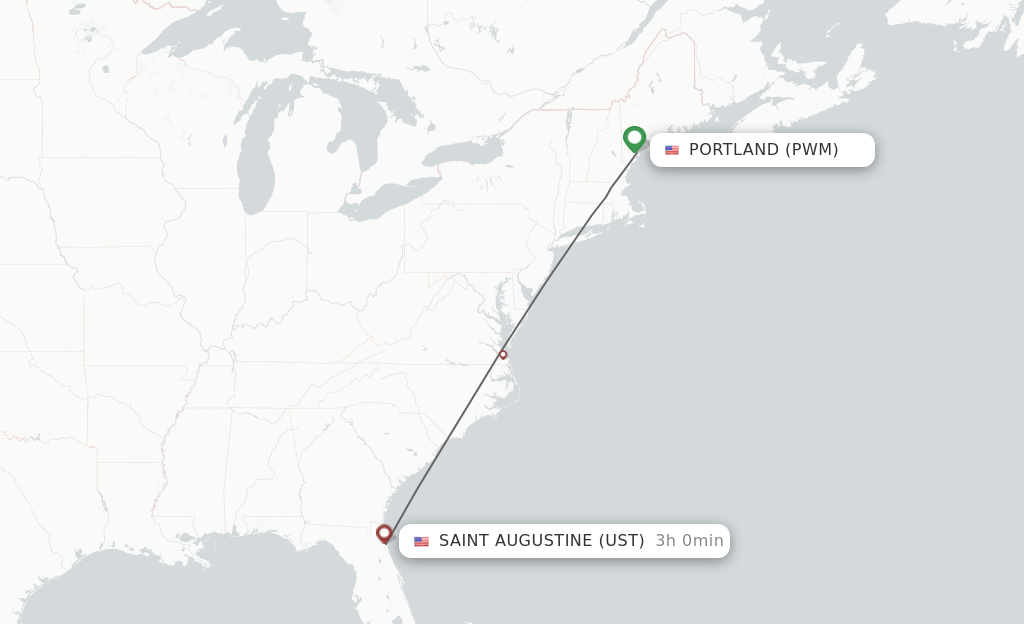 Direct (nonstop) flights from Portland to Saint Augustine schedules