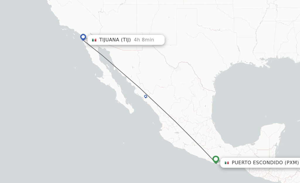 Direct (nonstop) flights from Puerto Escondido to Tijuana schedules