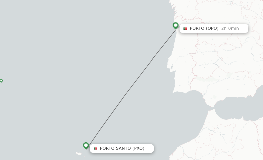 Direct (nonstop) flights from Porto Santo (Madeira) to Porto
