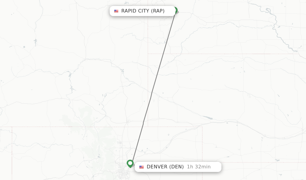 Direct (nonstop) flights from Rapid City to Denver schedules