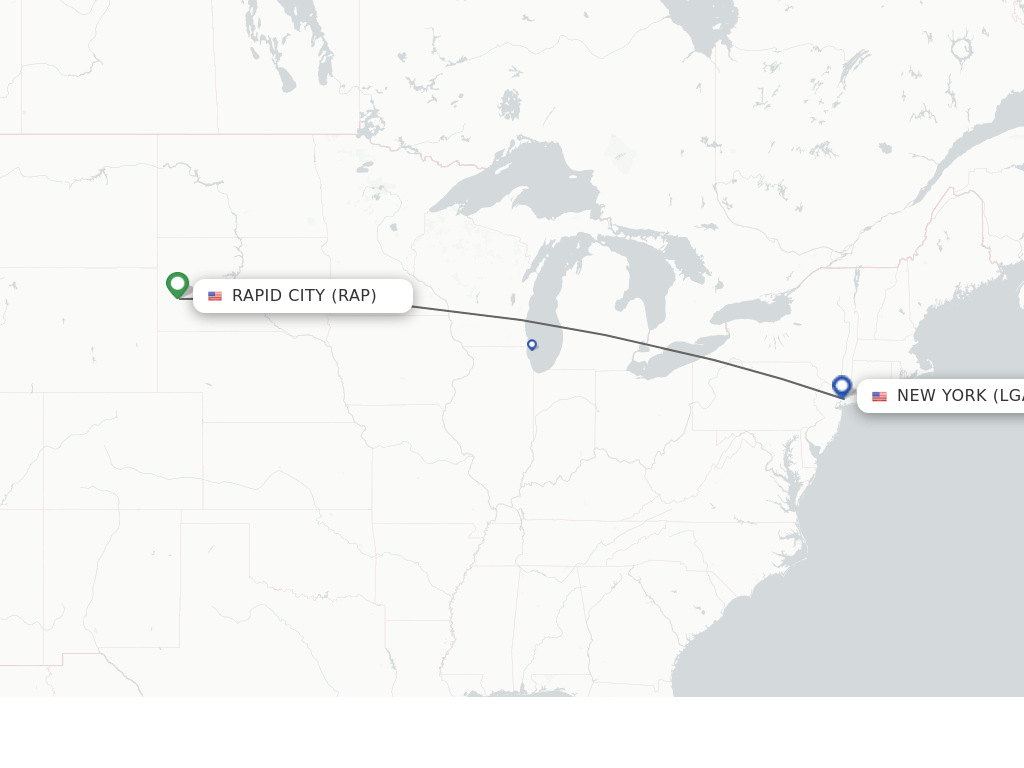 Direct (nonstop) flights from Rapid City to New York schedules