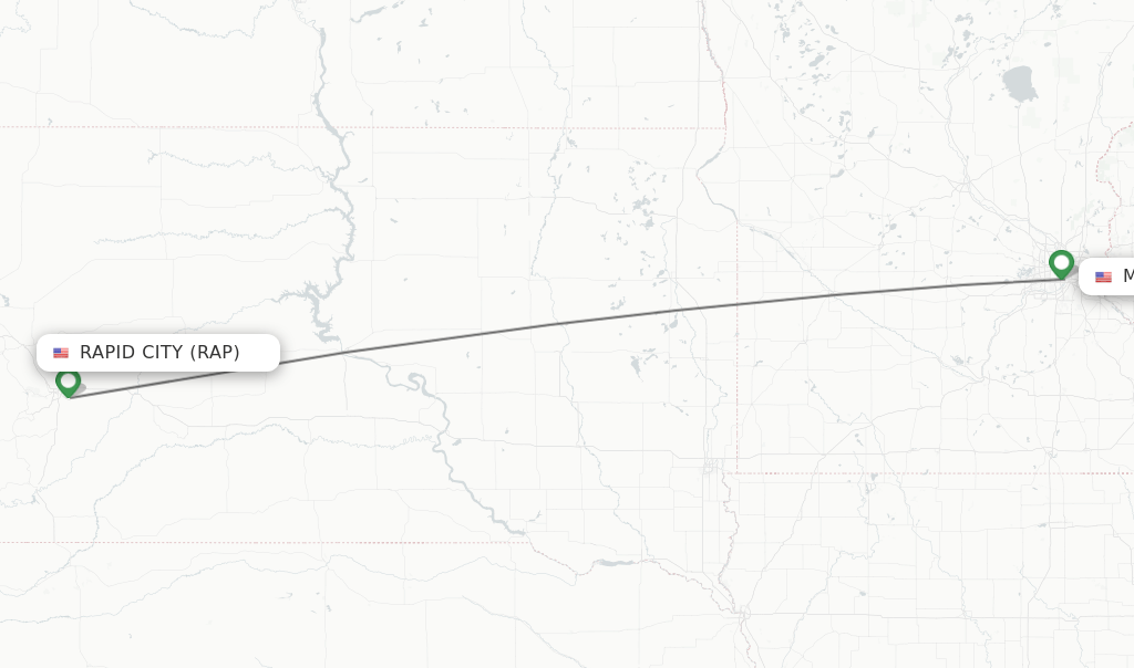 Direct (nonstop) flights from Rapid City to Minneapolis schedules