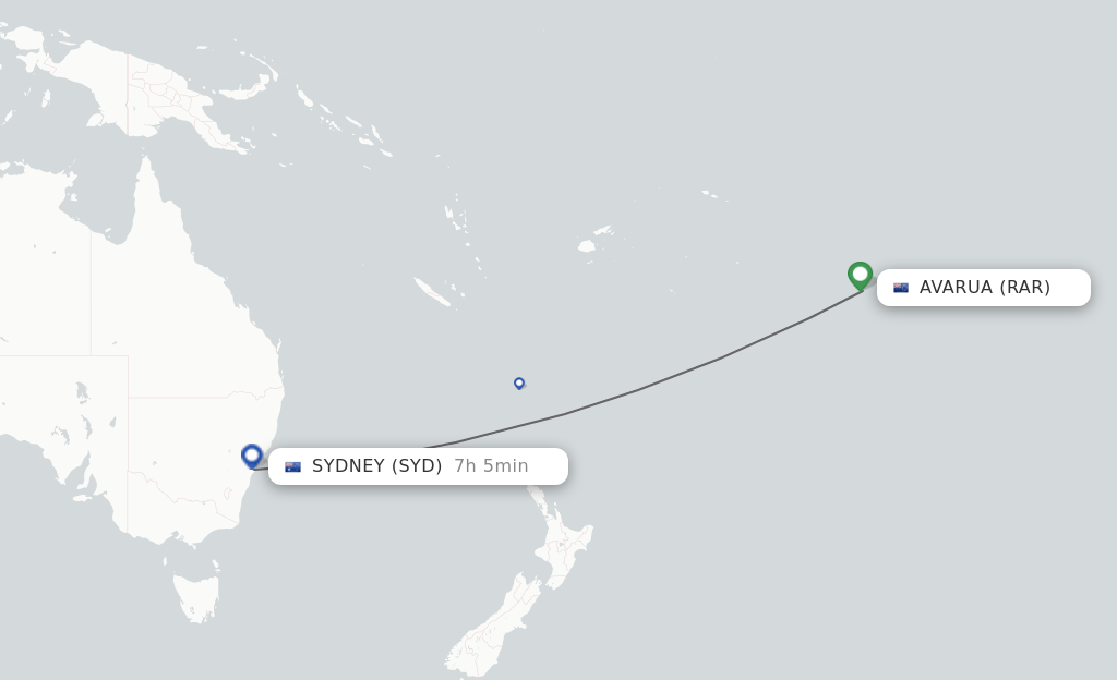 Direct (nonstop) flights from Rarotonga to Sydney schedules