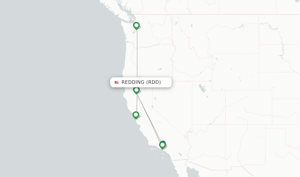 Direct (nonstop) flights from Redding Muni (RDD)