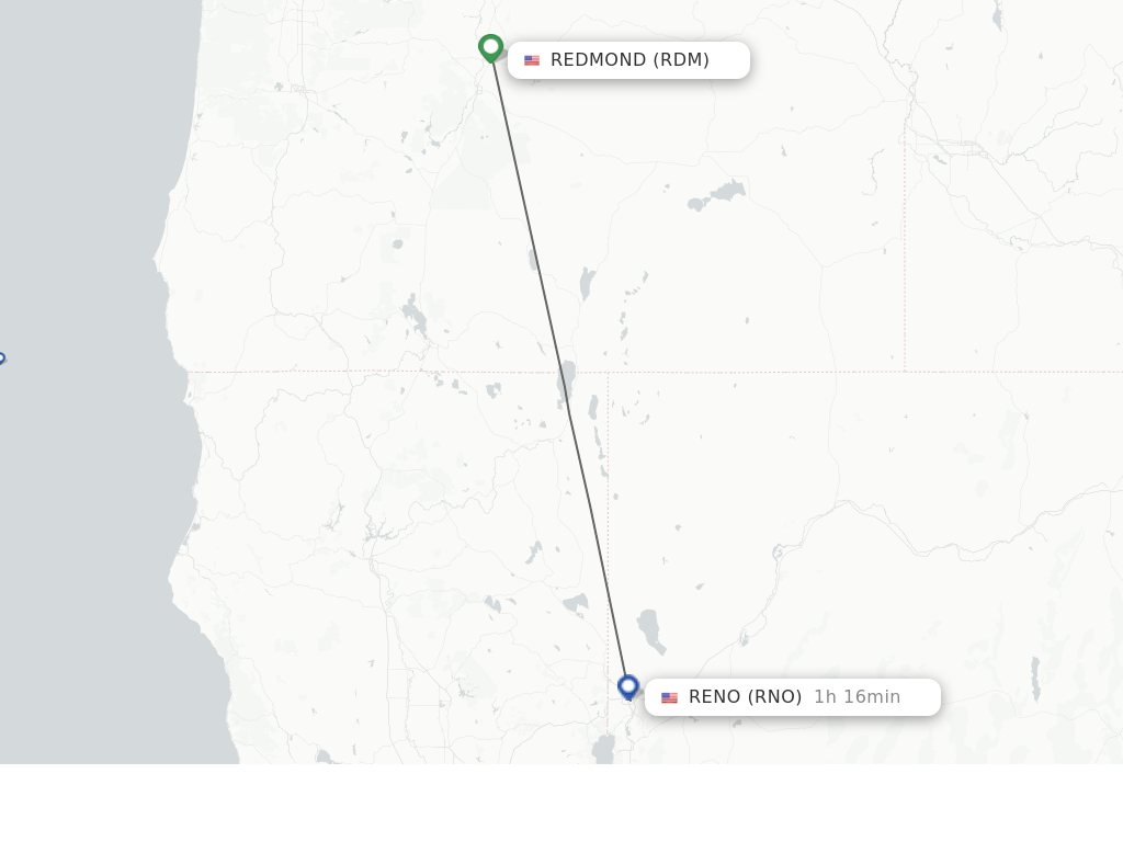 Direct (nonstop) flights from Redmond to Reno schedules