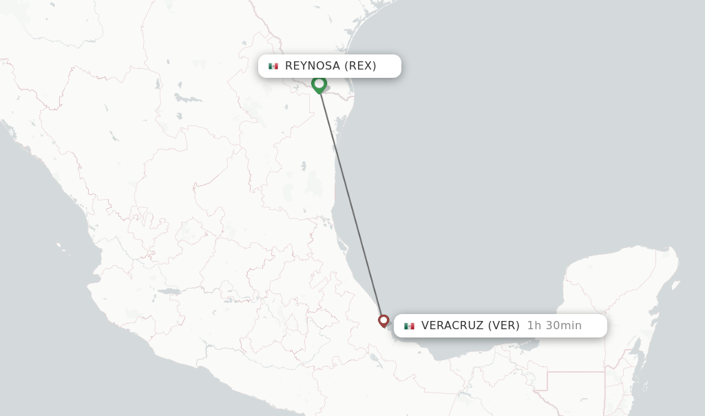 Direct (nonstop) flights from Reynosa to Veracruz schedules
