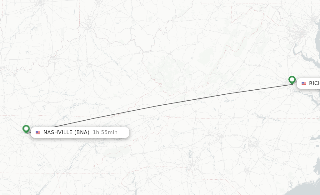 Direct (nonstop) flights from Richmond to Nashville schedules