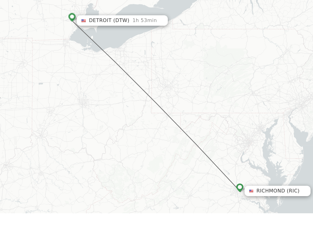 Direct (nonstop) flights from Richmond to Detroit schedules