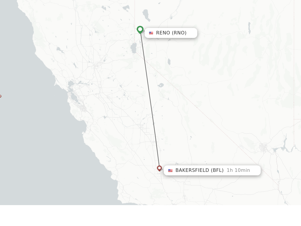 Direct (nonstop) flights from Reno to Bakersfield schedules