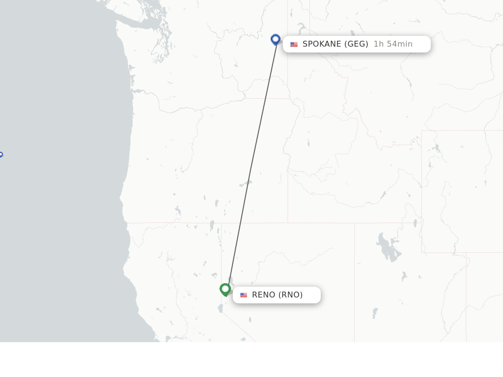 Direct (nonstop) flights from Reno to Spokane schedules