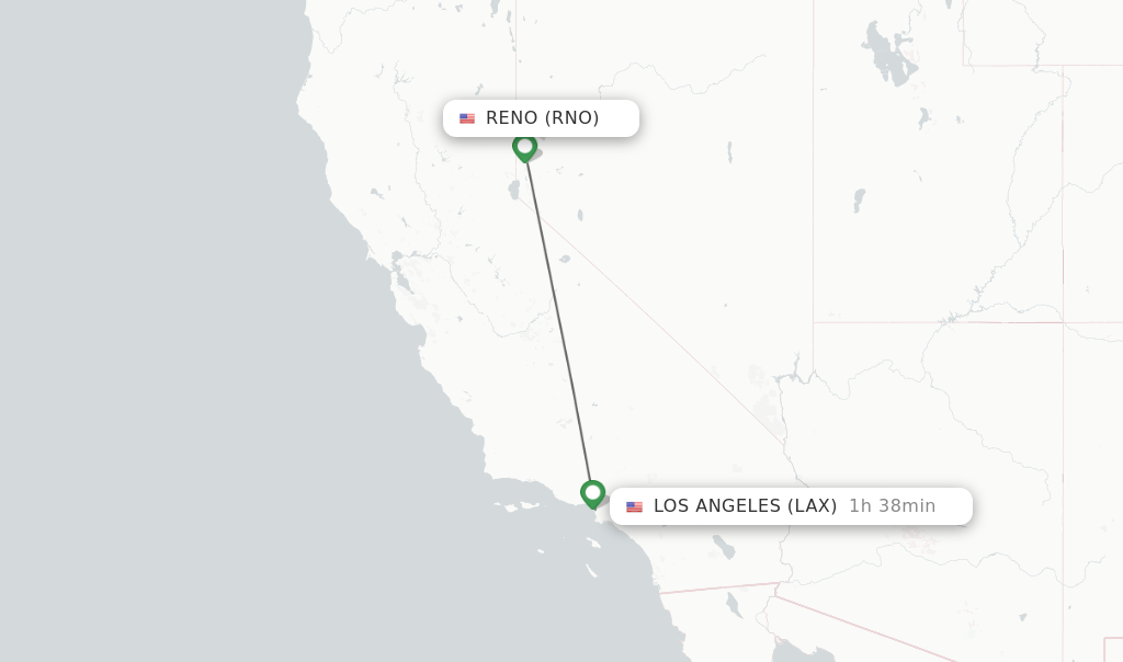 Direct (nonstop) flights from Reno to Los Angeles schedules