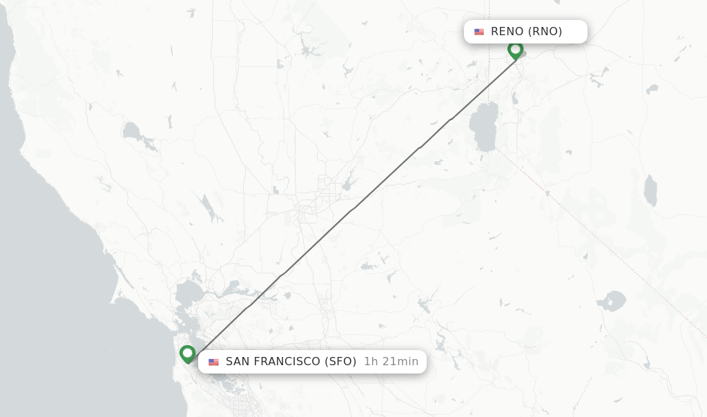 Direct (nonstop) flights from Reno to San Francisco schedules