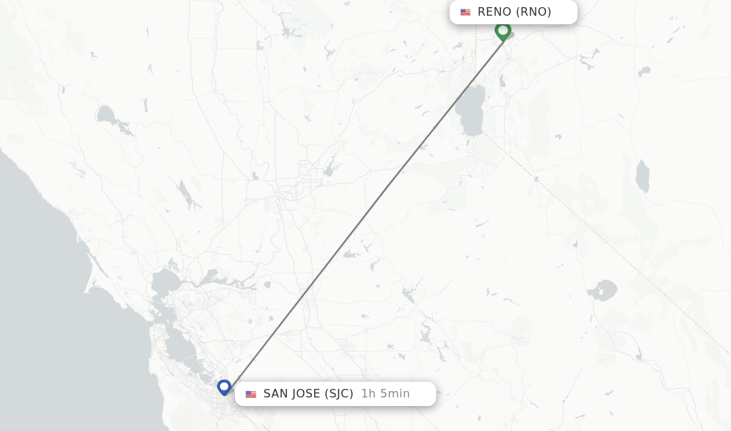 Direct (nonstop) flights from Reno to San Jose schedules