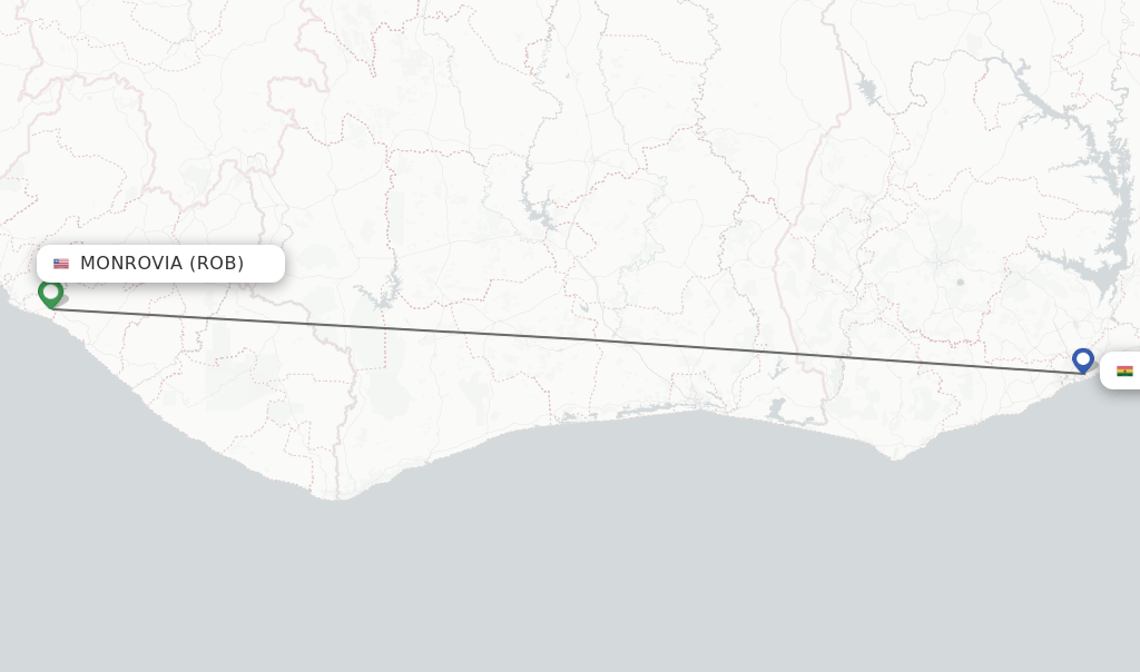 Direct (nonstop) flights from Monrovia to Accra schedules