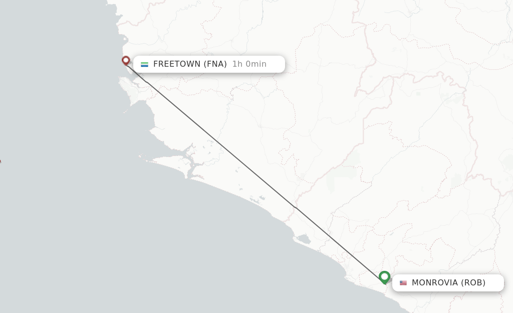 Direct (nonstop) flights from Monrovia to Freetown schedules